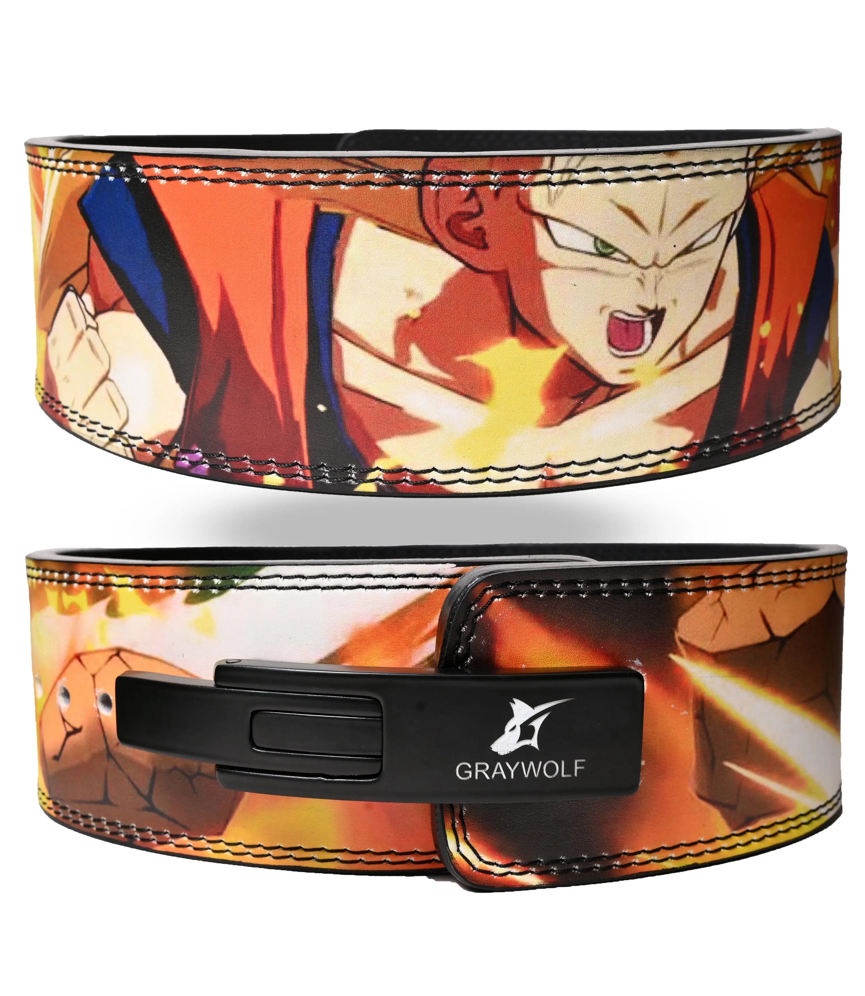 Durable leather weightlifting belt with adjustable buckle for strength training.