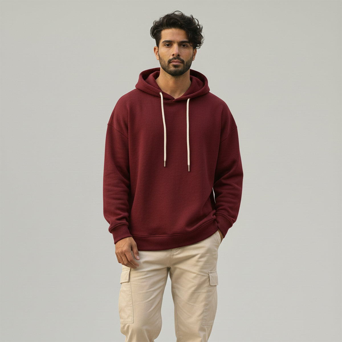 Qissa × Gray Wolf Alpha Heavyweight Hoodie - Maroon