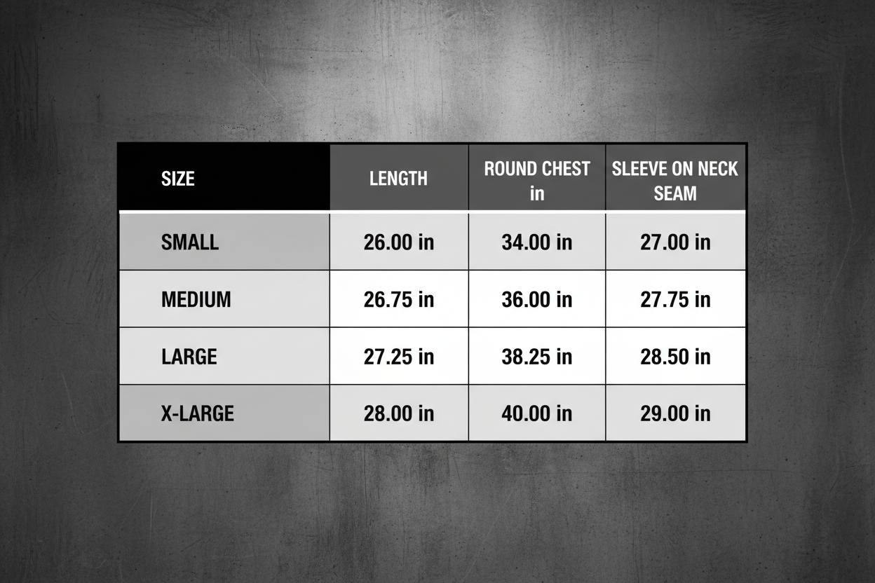 Size Chart - Compression Long Sleeve